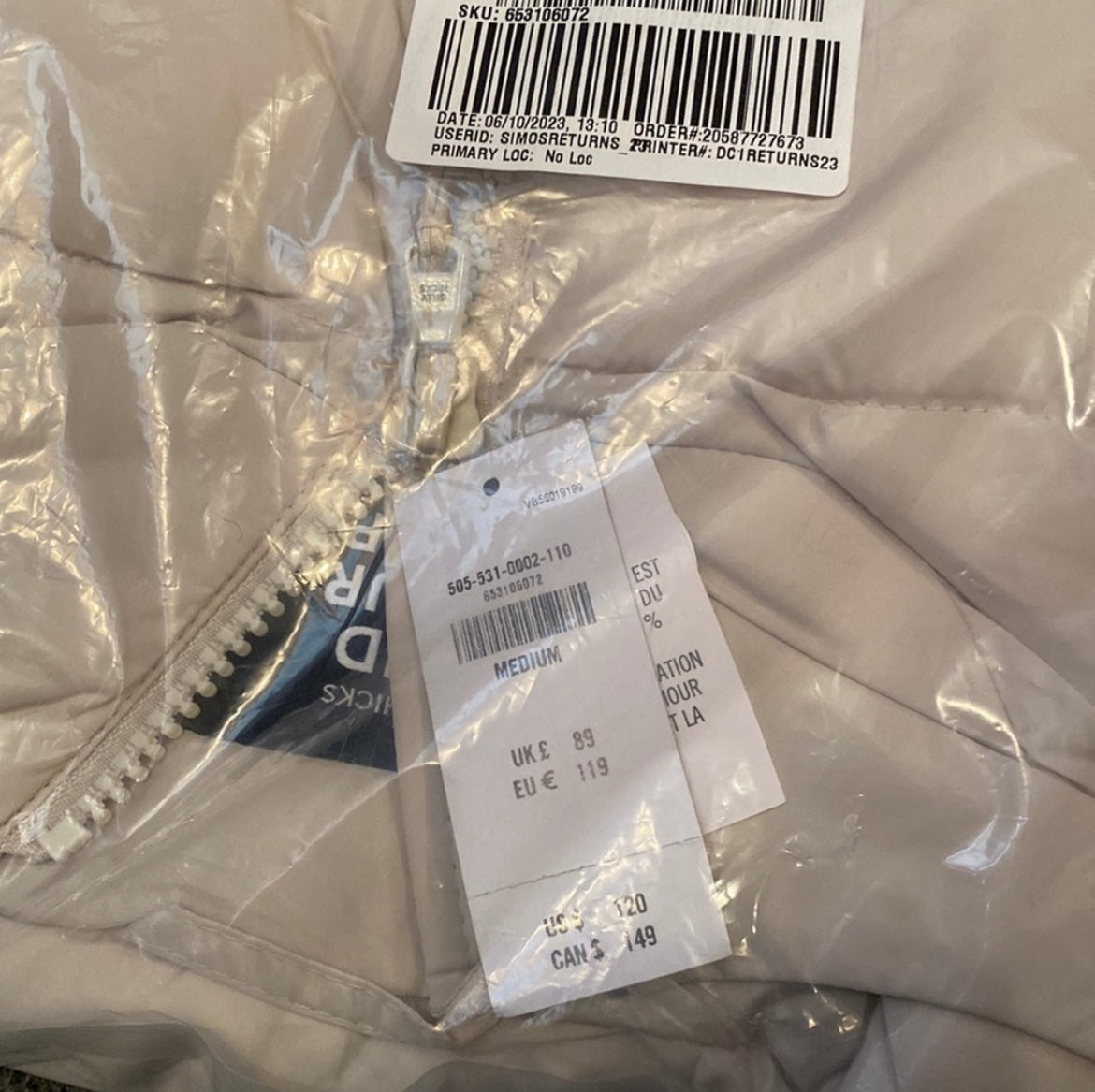 NWT - Gilly Hicks Men’s Active Hooded Puffer Jacket (Cream / Medium)