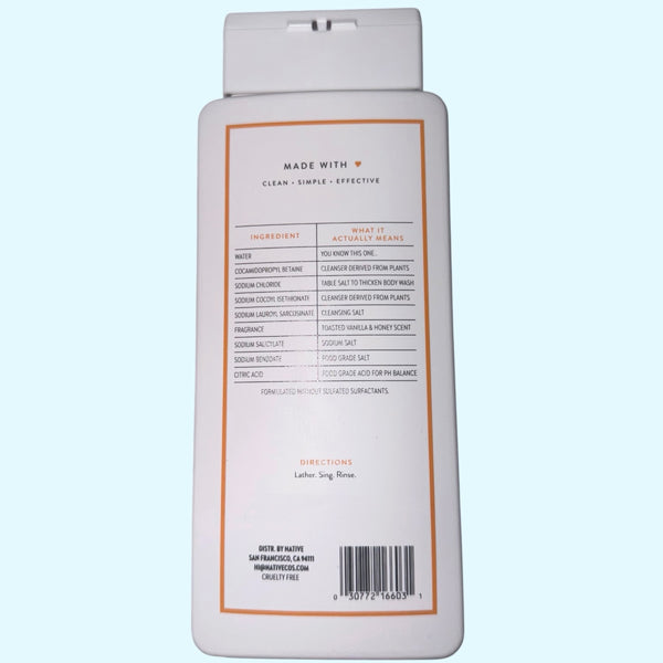 Native Body Wash Toasted Vanilla & Honey 18oz