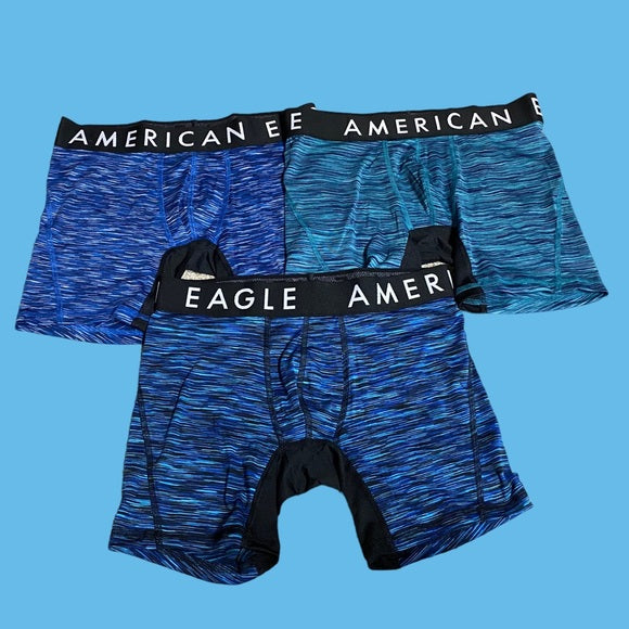 New American Eagle Men's 3265900 6 Eagles Logo Band Classic Boxer Brief  3-Pack, Multi (M) 
