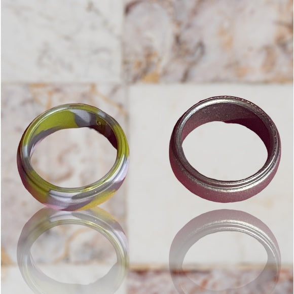 NEW - Fine Fashion Unisex Any-Activity Silicon Ring 2-PACK Metallic Colors (Multiple Colors & Sizes)