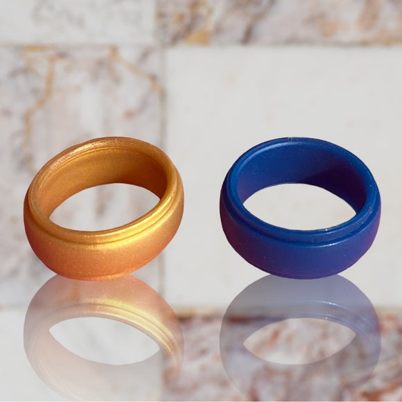 NEW - Fine Fashion Unisex Any-Activity Silicon Ring 2-PACK Metallic Colors (Multiple Colors & Sizes)