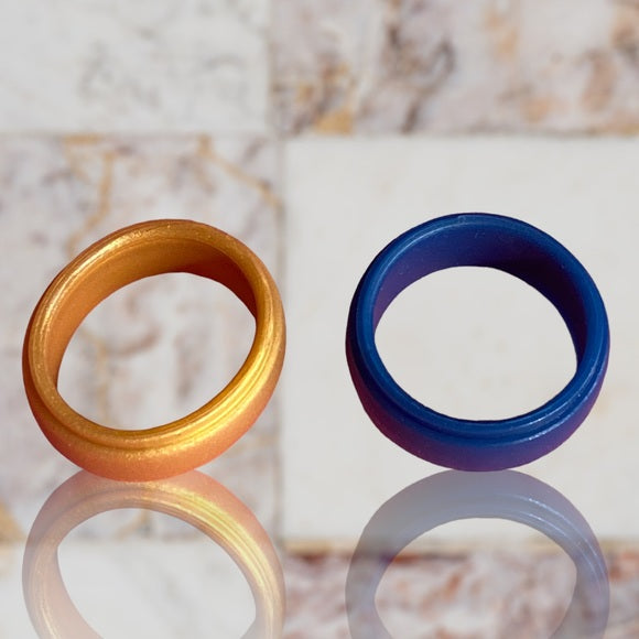 NEW - Fine Fashion Unisex Any-Activity Silicon Ring 2-PACK Metallic Colors (Multiple Colors & Sizes)