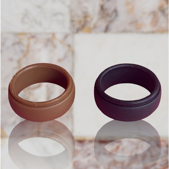 NEW - Fine Fashion Unisex Any-Activity Silicon Ring 2-PACK Metallic Colors (Multiple Colors & Sizes)