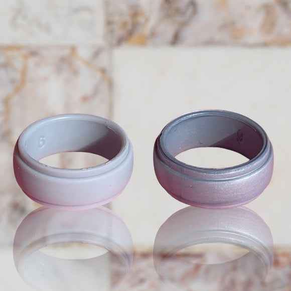 NEW - Fine Fashion Unisex Any-Activity Silicon Ring 2-PACK Metallic Colors (Multiple Colors & Sizes)