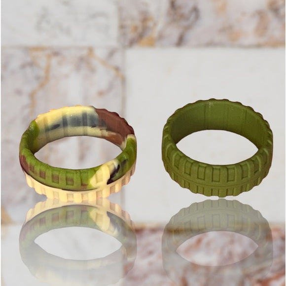 NEW - Fine Fashion Unisex Any-Activity Silicon Grooved Ring 2-PACK (Multiple Colors & Sizes)