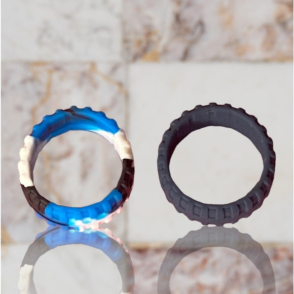 NEW - Fine Fashion Unisex Any-Activity Silicon Grooved Ring 2-PACK (Multiple Colors & Sizes)