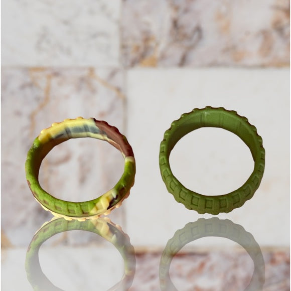 NEW - Fine Fashion Unisex Any-Activity Silicon Grooved Ring 2-PACK (Multiple Colors & Sizes)