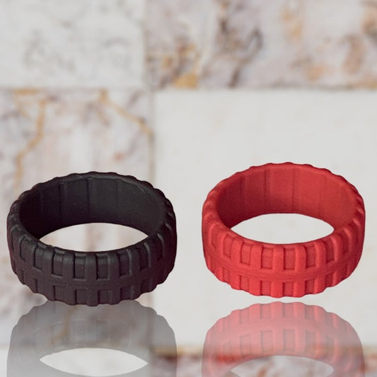 NEW - Fine Fashion Unisex Any-Activity Silicon Grooved Ring 2-PACK (Multiple Colors & Sizes)