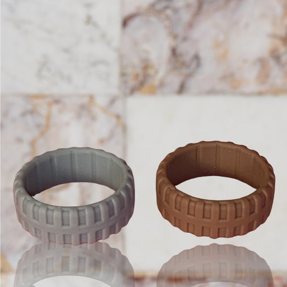 NEW - Fine Fashion Unisex Any-Activity Silicon Grooved Ring 2-PACK (Multiple Colors & Sizes)