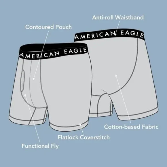 *Multiple Styles* NWT-American Eagle Multi 3-Pack Solid 6” Flex Boxer Briefs