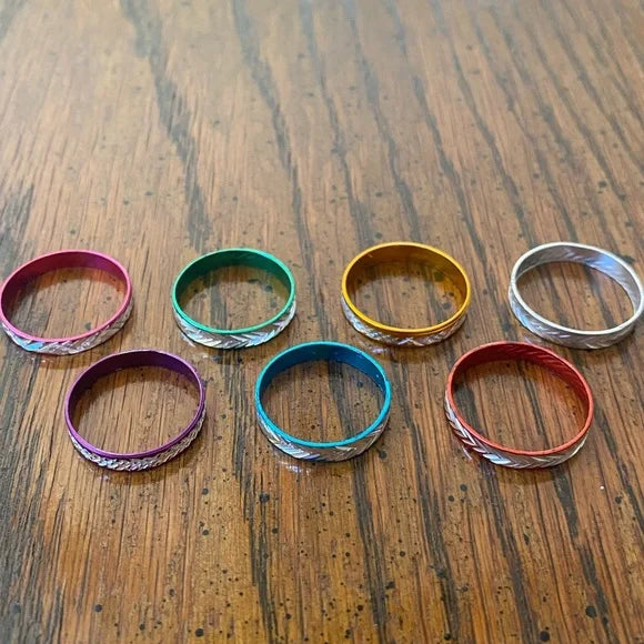 FLASH SALE! NEW - Fine Fashion Unisex Lightweight Aluminum 7 Count Rings (Rainbow / Random Sizes)